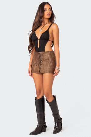 Textured Cut Out Bodysuit image number 4