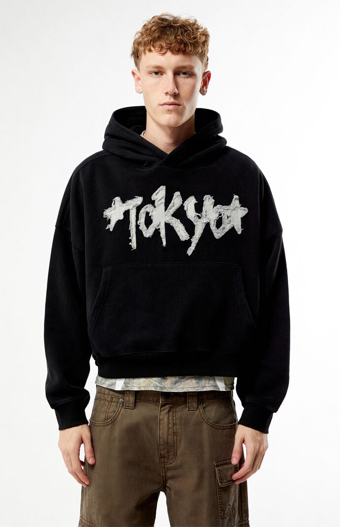 Pacsun Black Tokyo Raw Applique Cropped Hoodie