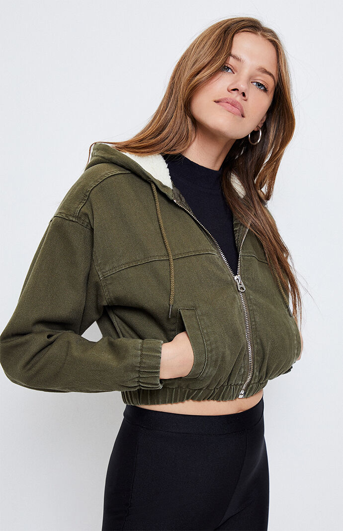 two tone hooded bomber