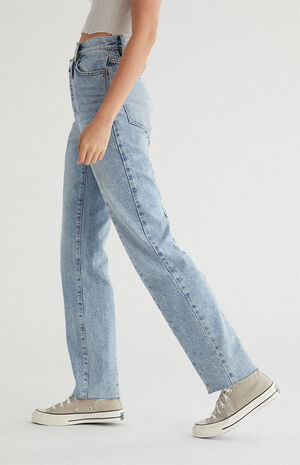 Eco Light Blue Cutout Waistband&nbsp;Dad Jeans image number 2