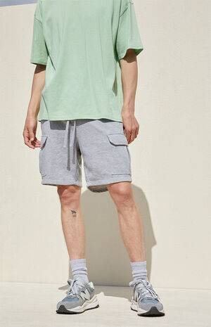 Gray Terry Cargo Sweat Shorts image number 3