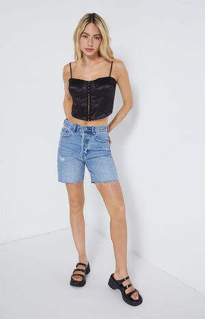 Satin Lace Corset Top image number 4