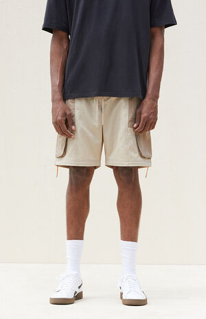 Tan Baggy Nylon Cargo Zip Off Pants image number 3