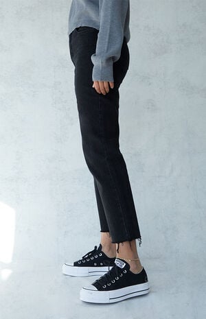 Eco Black High Waisted Straight Leg Jeans image number 2