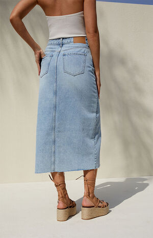 Eco Light Blue Denim Midi Skirt image number 6