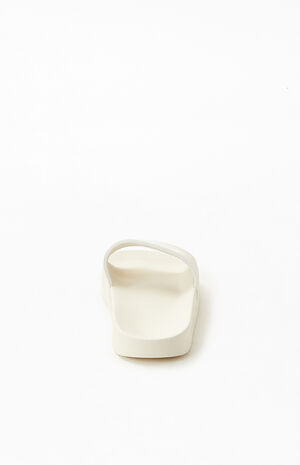 Women's White Adilette Slide Sandals image number 3