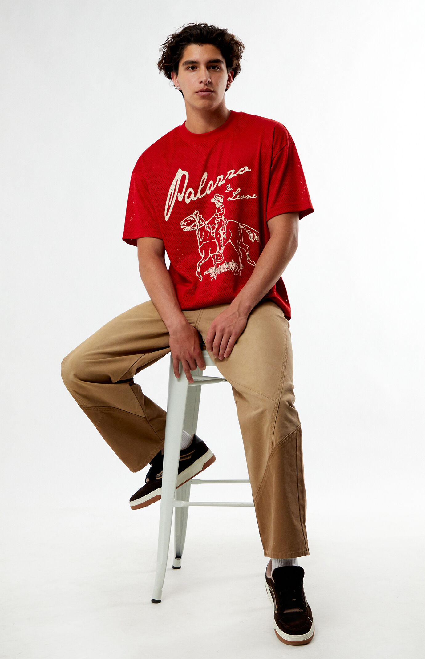 Pacsun Red De Leone Football Mesh Jersey