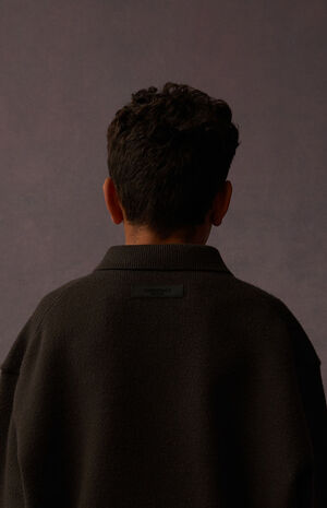 Off Black Knit Polo Sweater image number 6