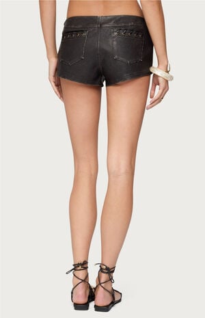 Lace Up Faux Leather Micro Shorts image number 3