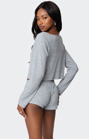 Teddy Cropped Waffle Top image number 5