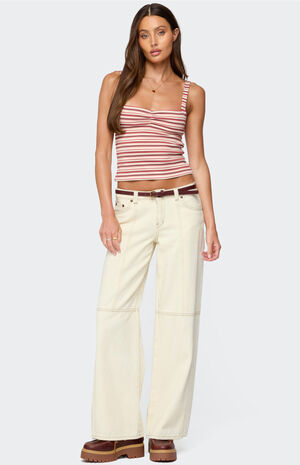 Adelia Striped Ruched Tank Top image number 4