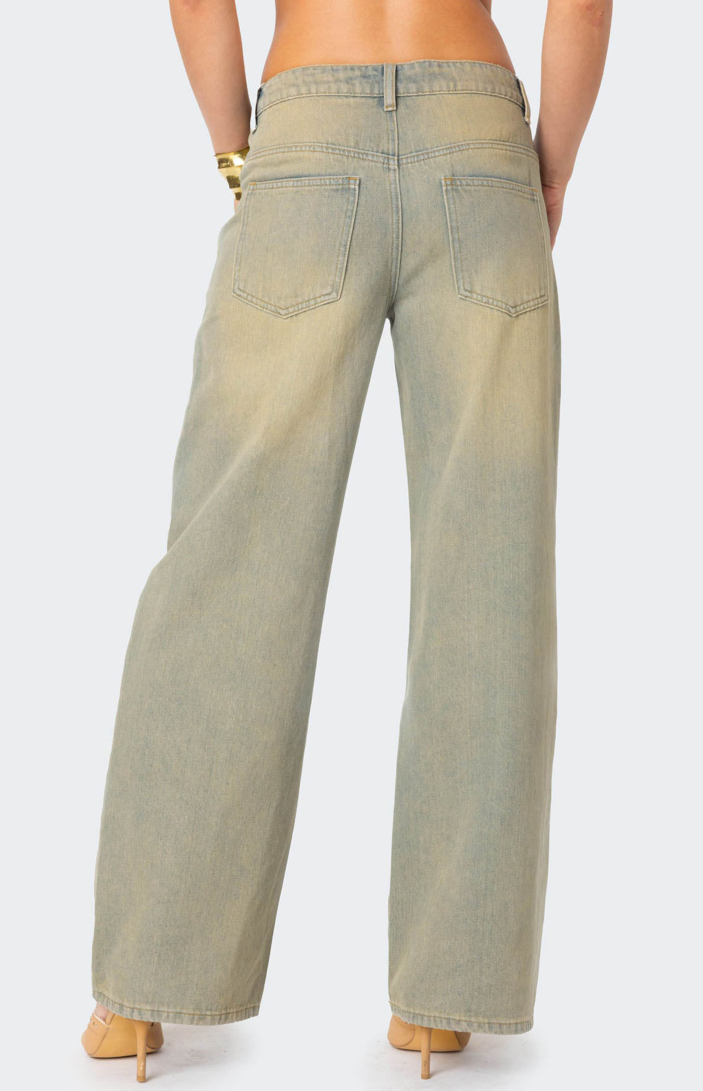Edikted Asymmetric Low Rise Wrap Jeans | PacSun