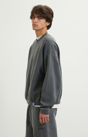 Black Vintage Wash Heavyweight Fleece Crew Neck Sweatshirt image number 3