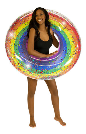 Classic Rainbow Glitter Jumbo Pool Tube image number 3