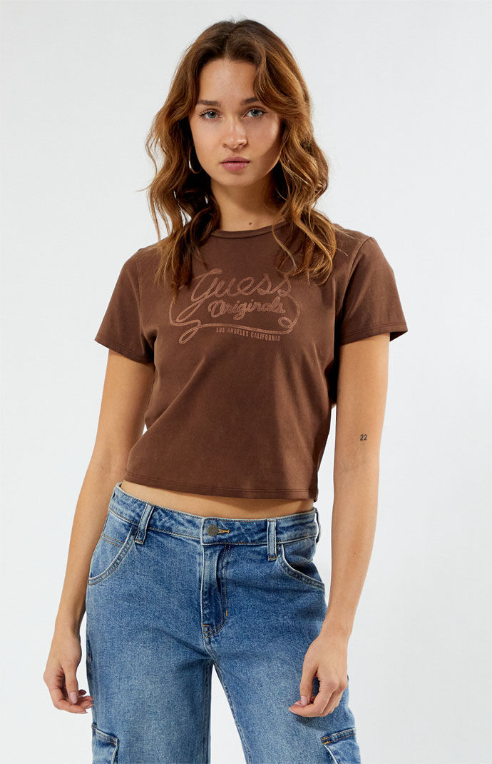 Brown guess shirt top