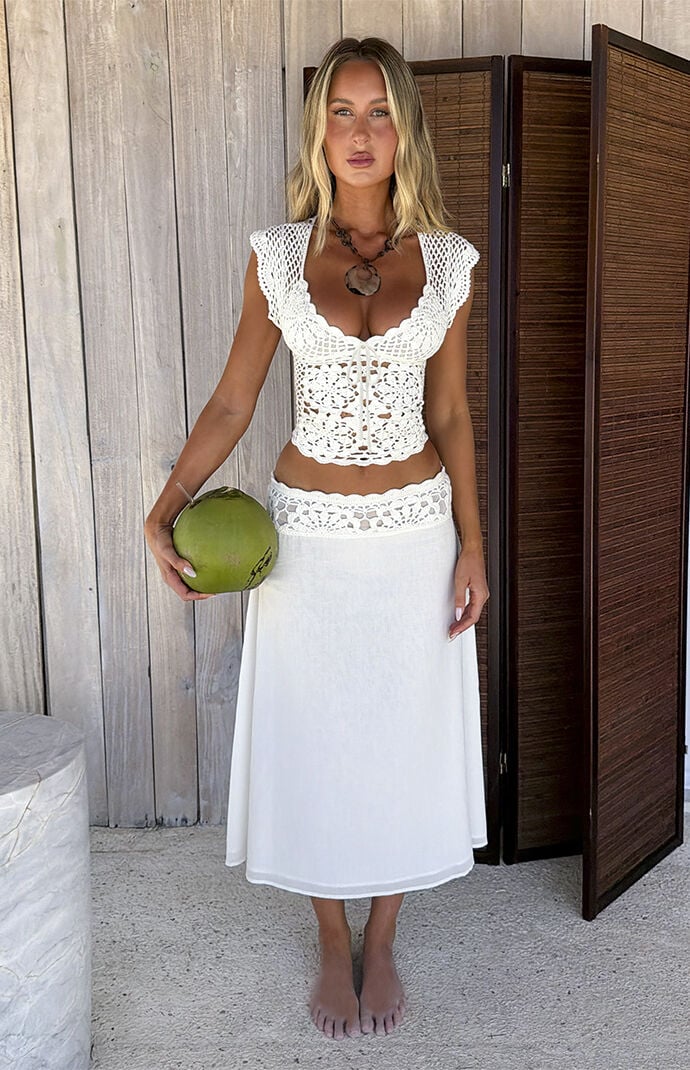 Tiger Mist Women's Sasha Scalloped Crochet Top In Ivory