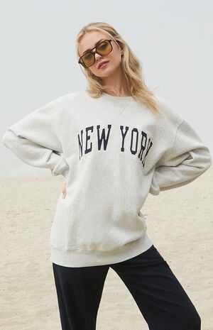 New York Embroidered Erica Crew Neck Sweatshirt
