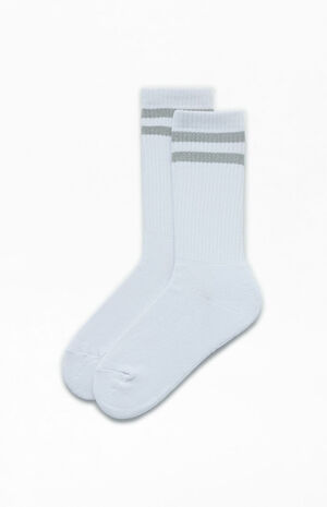 Eco Gray Gym Stripe Crew Socks image number 1