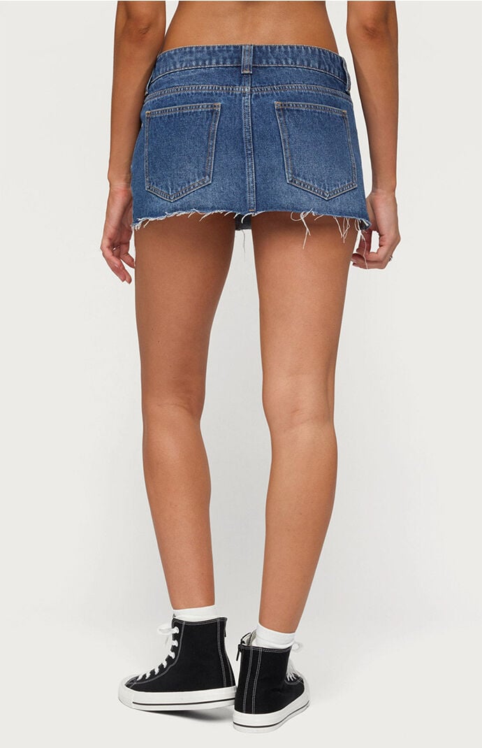 Edikted Nylah Distressed Denim Mini Skort