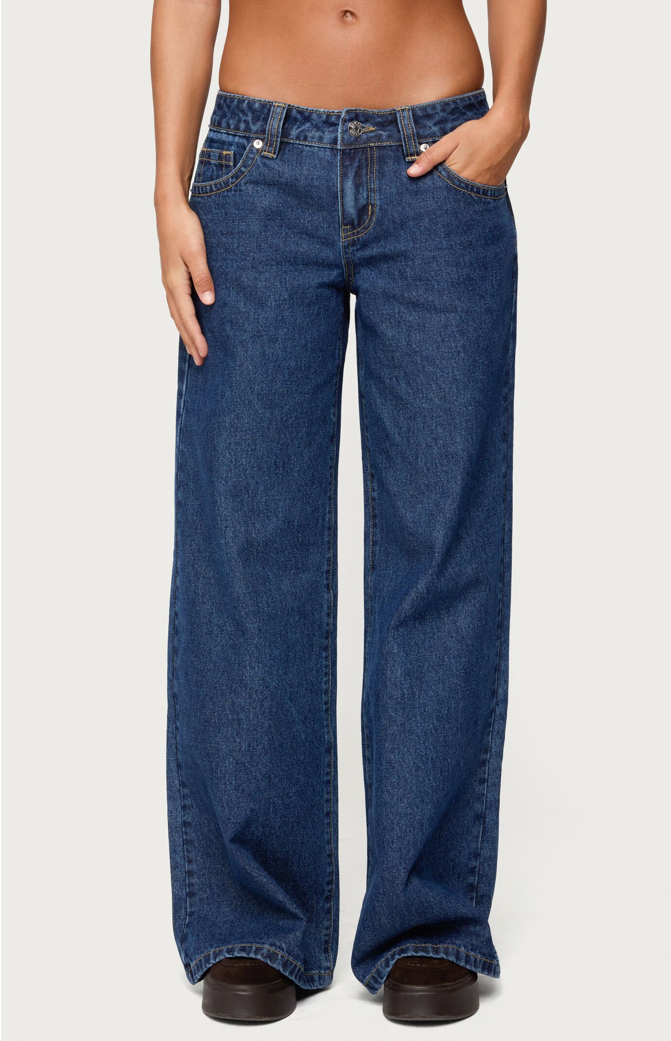 Edikted Raiyne Low Rise Wide Leg Jeans