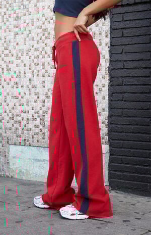 Red Hilary Side Stripe Yoga Baggy Sweatpants image number 3