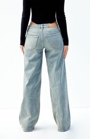 Stretch Indigo Tint Curve Low Rise Baggy Jeans image number 4