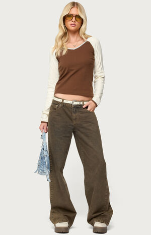 Ronie Contrast Raglan Long Sleeve Top image number 5