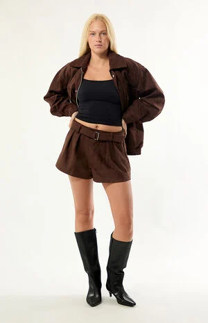 Evanda Faux Leather Shorts image number 1