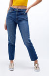Dark Blue Mom Jeans Dark Blue Mom Jeans image number null