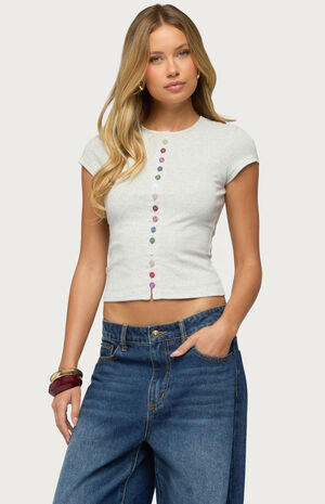 Cary Mixed Button Up T-Shirt image number 2