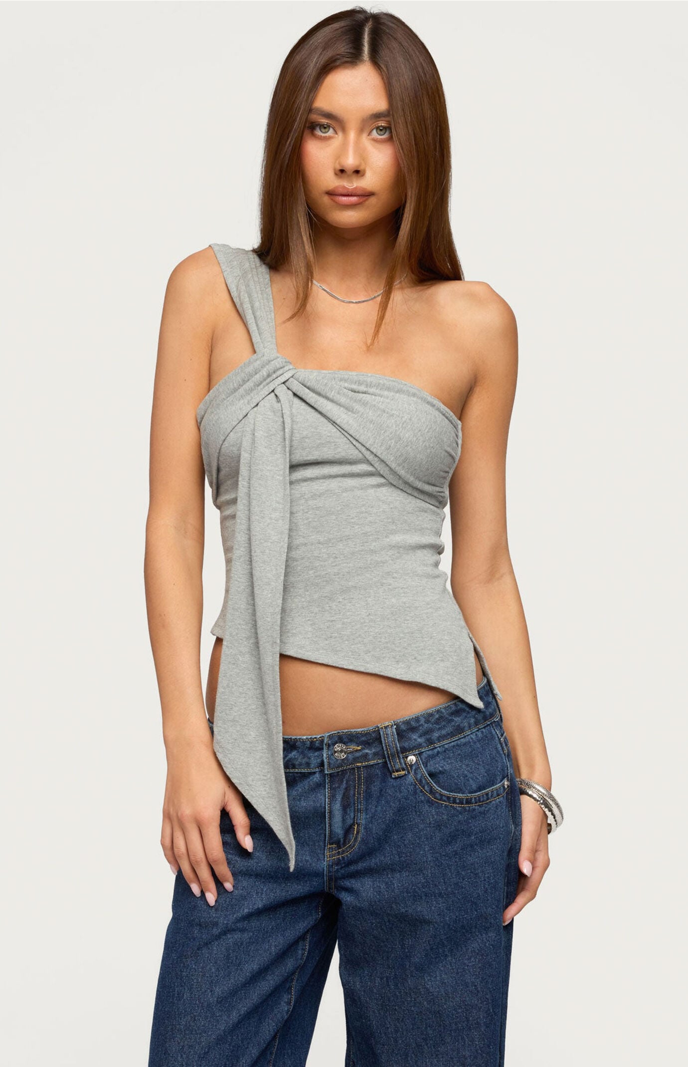 Edikted Zoie Draped Tie One Shoulder Top