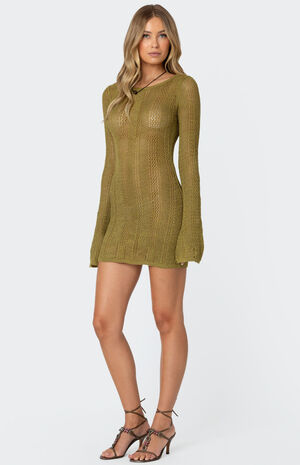 Back Cut Out Crochet Mini Dress image number 3