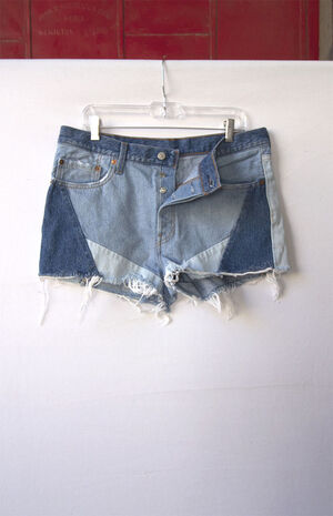 Upcycled Levi's 501 Light Blue Wash Denim Shorts image number 2