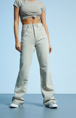 Eco Beige High Waisted Bootcut Jeans image number 2