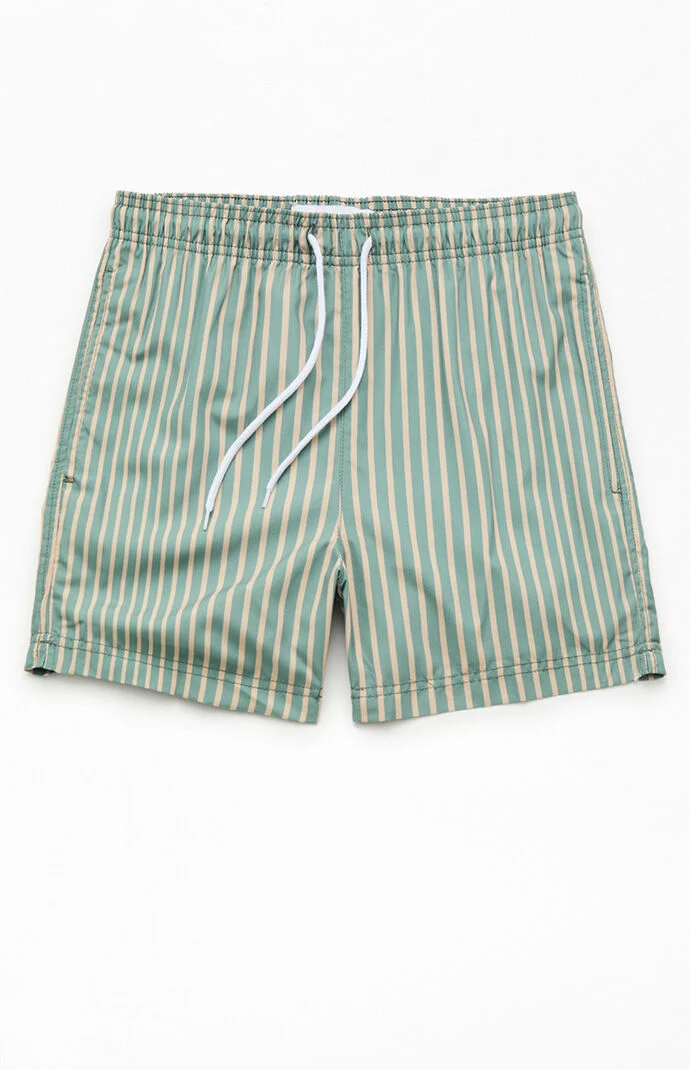 Pacsun Moss Striped 4.5" Swim Trunks