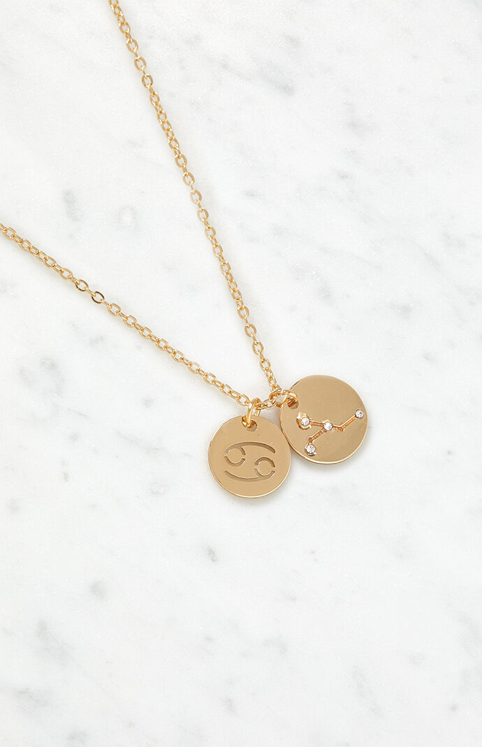 Gold Cancer Disc Necklace