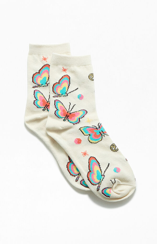 Trippy Butterfly Crew Socks