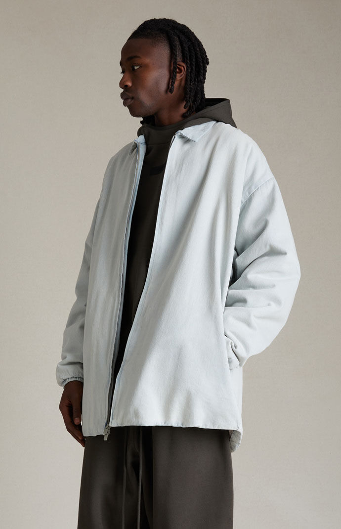 Fear of God Essentials Light Wash Denim Filled Shacket PacSun