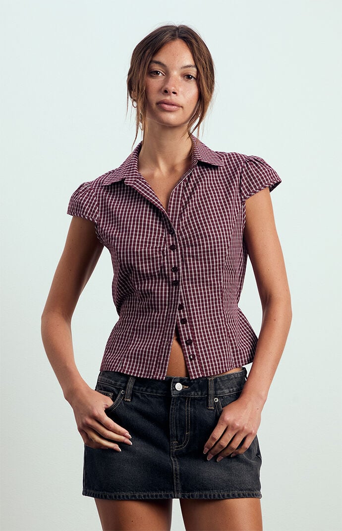 Beverly and Beck Georgie Short Sleeve Button Up Top