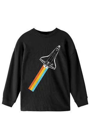 Kids NASA Rocket Rainbow Long Sleeve T-Shirt image number 1