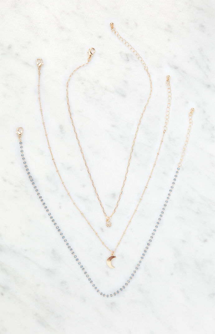 Three Pack Moon Layered Necklaces