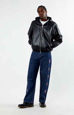 x PacSun Faux Leather Hooded Jacket image number 5