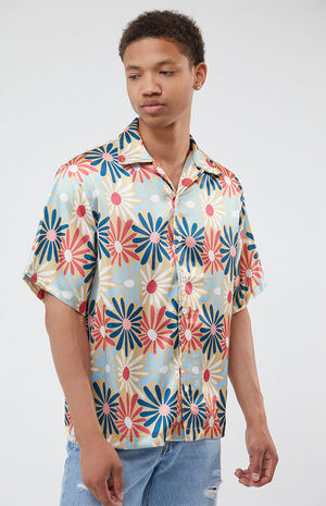 Cropped Daisy Satin Camp Shirt image number 2