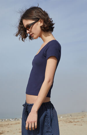 Navy Brenna Short Sleeve Top image number 2