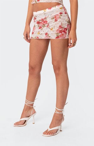 Portofino Printed Sheer Lace Mini Skirt image number 3