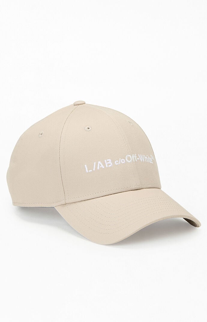 L/AB c/o Off-White Tan Horizontal Embroidered Strapback Hat