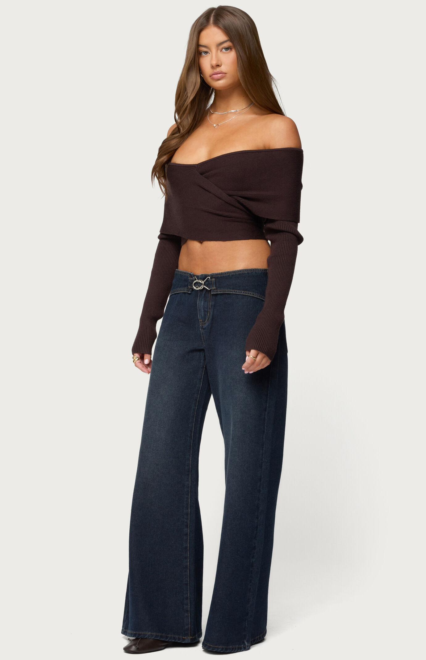 Edikted Paulina Off Shoulder Wrap Sweater