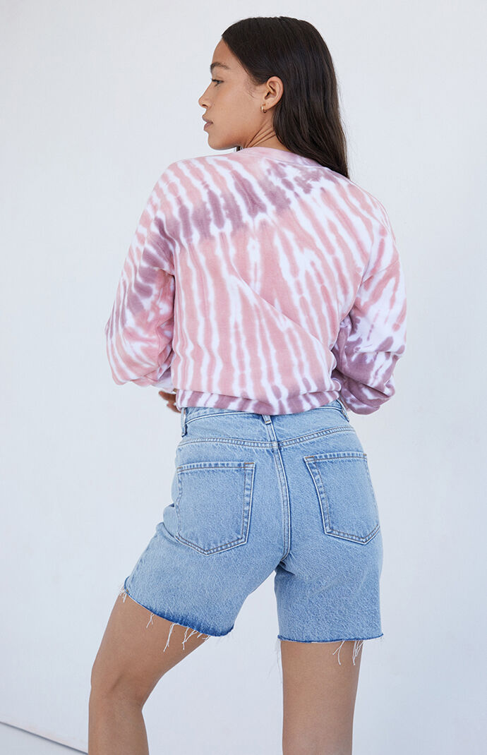 Paneled High Waisted Denim Boy Shorts