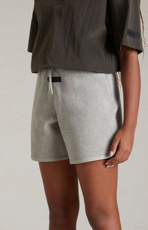 Essentials Dark Heather Oatmeal Sweat Shorts image number 5