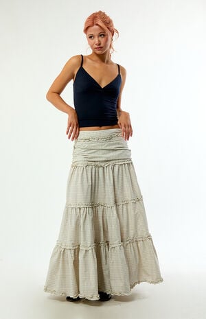 Dew Grid Print Maxi Skirt image number 2